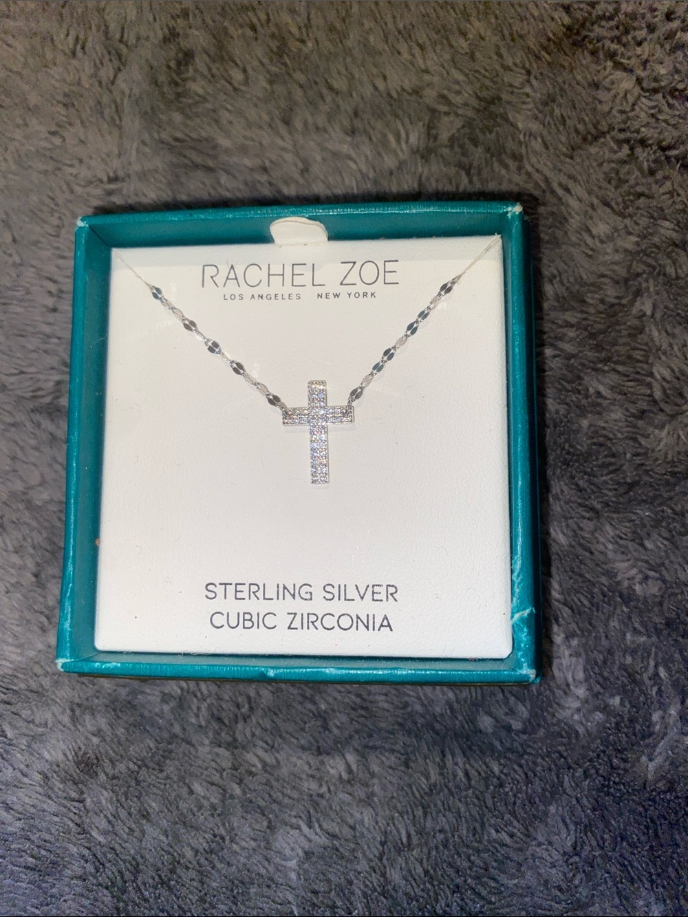 Rachel Zoe Silver Cubic Zirconia Cross Necklace